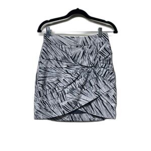 LEIFSDOTTIR Silk Blend Ruffled Mini Skirt, White/Black/Gray, Sz 2